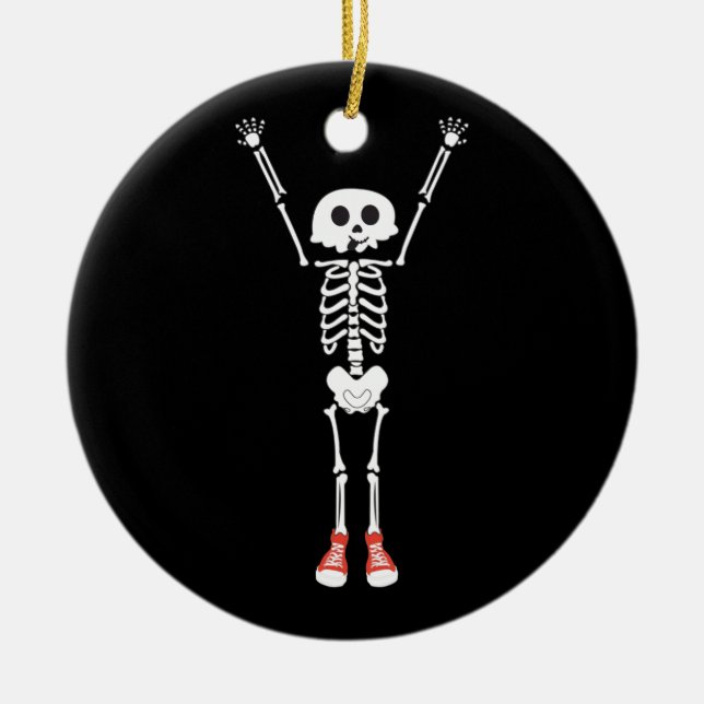 Ornamento De Cerâmica Design de Halloween legal Skeleton (Frente)