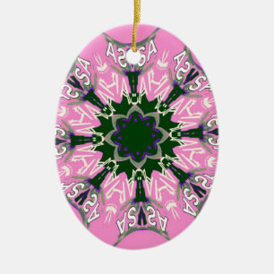 Ornamento De Cerâmica Design de Moda Floral, de cor branca, a preto e ro