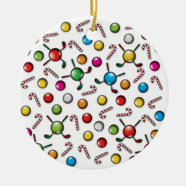 Ornamento De Cerâmica Design de Monograma de Golfer de Natal (Frente)