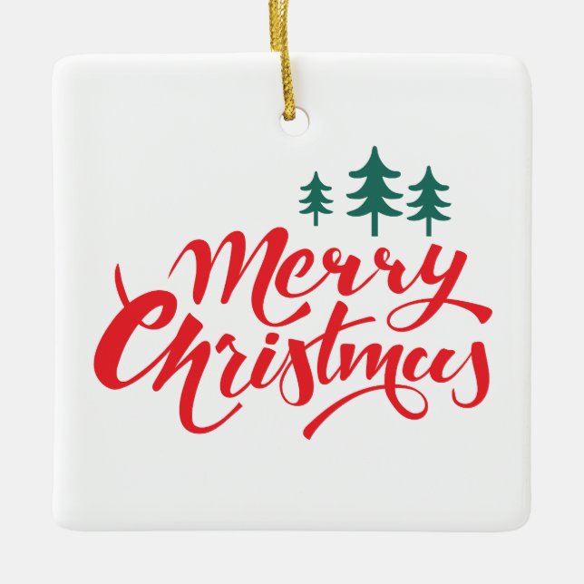 Ornamento De Cerâmica Design de Natal com árvores (Frente)