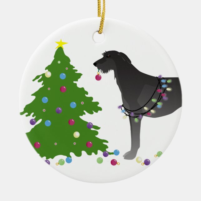 Ornamento De Cerâmica Design de Natal de Deerhound (Frente)