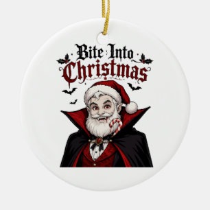 Ornamento De Cerâmica Design de Natal de Papai Noel Vampiro Gótico