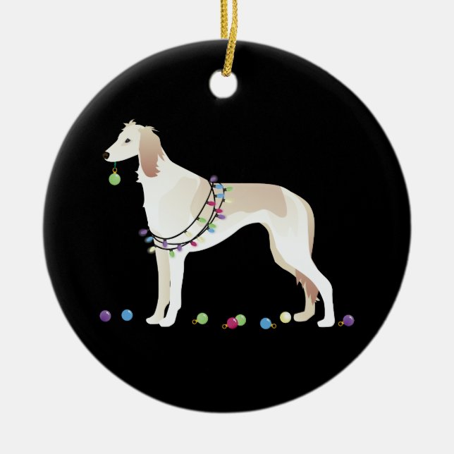 Ornamento De Cerâmica Design de Natal em Saluki (Frente)