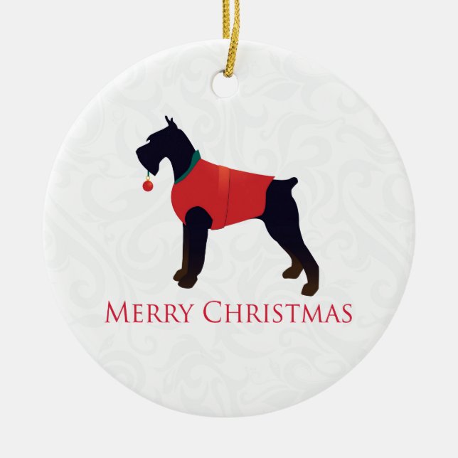 Ornamento De Cerâmica Design de Natal Giant Schnauzer Merry (Frente)