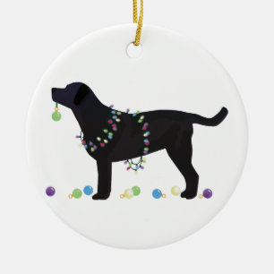 Ornamento De Cerâmica Design de Natal Merry Black Lab