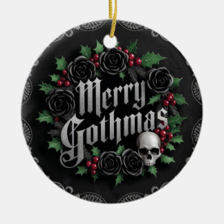 Ornamento De Cerâmica Design de Natal Vitoriano Gótico - Elegância Escur