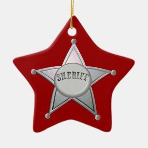 Ornamento De Cerâmica Design de Oficial de Crachá do Xerife Personalizáv