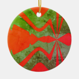 Ornamento De Cerâmica Design de Onda Sonora em Design Abstrato Laranja O