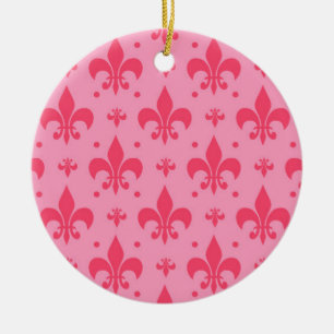 Ornamento De Cerâmica Design de padrão rosa Fleur-de-lis