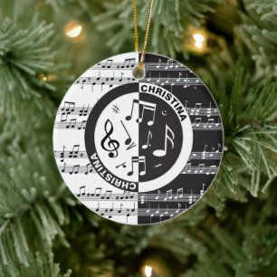 Ornamento De Cerâmica design de pontuação de música personalizada