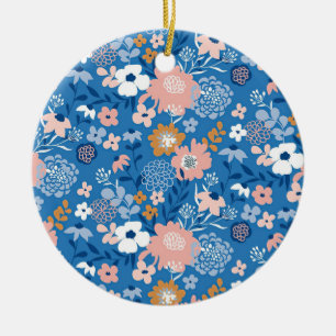 Ornamento De Cerâmica Design De Presente Xmas Com Flores Simples