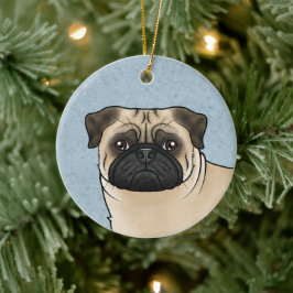Ornamento De Cerâmica Design de Raça de Cachorro Fawn Pug Mops Cabeça de
