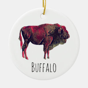 Ornamento De Cerâmica Design de Retrato de Buffalo para Bison ou Animal