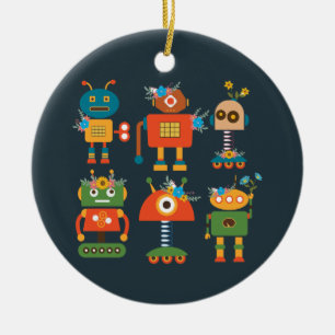 Ornamento De Cerâmica Design de robots bonitos para crianças