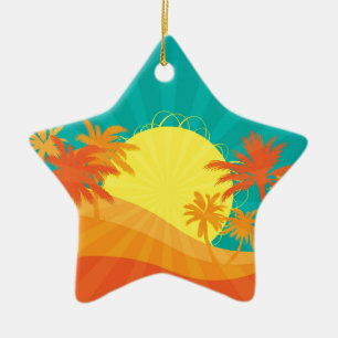 Ornamento De Cerâmica design de surf tropical de Sunset Beach