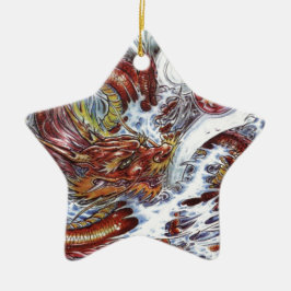 Ornamento De Cerâmica Design de Tatuagem do Dragão Japonês