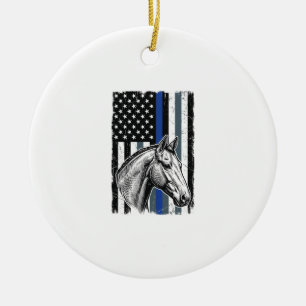 Ornamento De Cerâmica Design de Vetor de Bandeira de Cavalo da Linha Azu