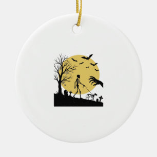 Ornamento De Cerâmica Design de Vetor de Cão de Esqueleto de Halloween A