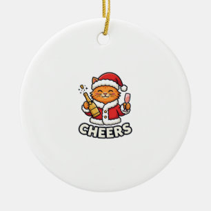Ornamento De Cerâmica Design de Vetor de Gato de Natal Alegra