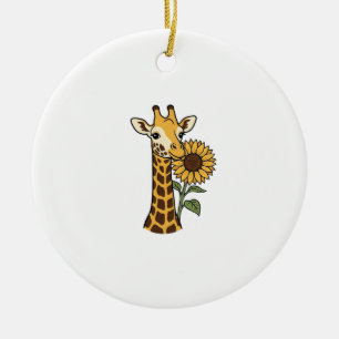 Ornamento De Cerâmica Design de Vetor de Girassol de Girafa Vintage_1