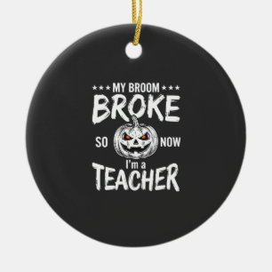 Ornamento De Cerâmica Design Divertido de Professora de Halloween com Va