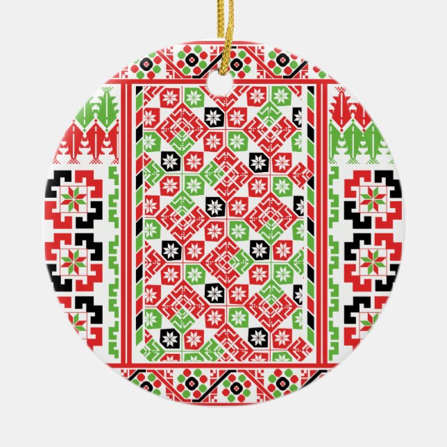 Ornamento De Cerâmica Design do bordado palestino Tatreez impresso (Frente)