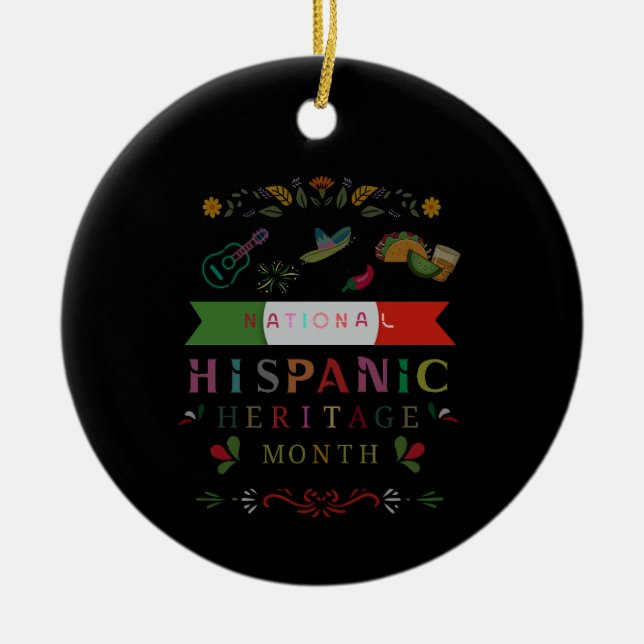 ORNAMENTO DE CERÂMICA DESIGN DO MÊS DO PATRIMÔNIO HISPÂNICO NACIONAL (Frente)