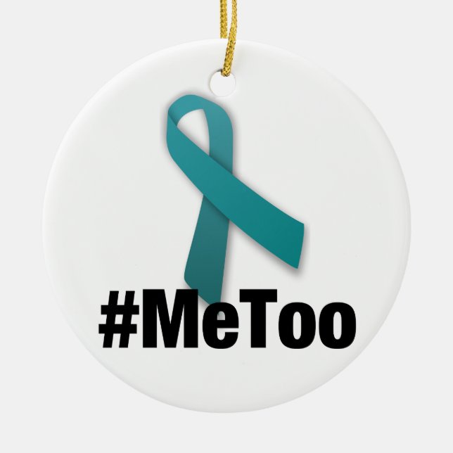 Ornamento De Cerâmica Design do #MeToo com fita (Frente)