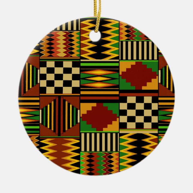 Ornamento De Cerâmica Design do Royal Kente Cloth Africano (Frente)