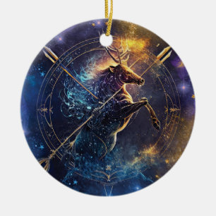 Ornamento De Cerâmica Design em Aquarela do Signo de Sagitário