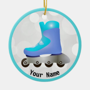 Ornamento De Cerâmica Design em Linha Azul, Skate Cerâmica