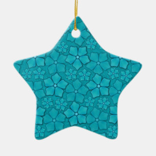 Ornamento De Cerâmica Design floral azul-Periwinkle
