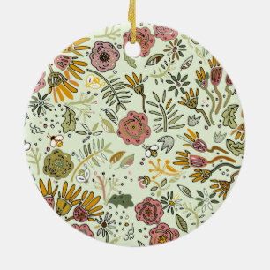 Ornamento De Cerâmica design floral da flor do teste padrão da abelha d