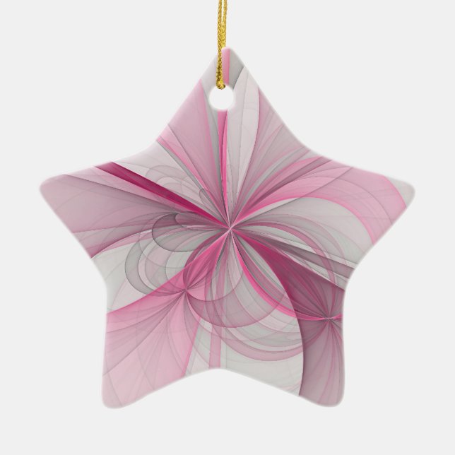 Ornamento De Cerâmica Design Fractal de Cinza Abstrato moderno (Frente)