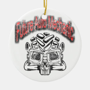 Ornamento De Cerâmica Design futuro do crânio do auto mecânico