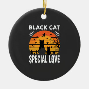 Ornamento De Cerâmica Design Gótico de Amor Especial de Gato Preto no Ha
