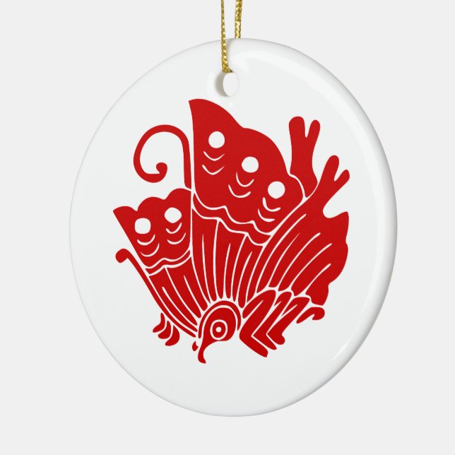Ornamento De Cerâmica Design Kamon Japonês de Borboleta Asiática (Esquerda)