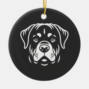 Ornamento De Cerâmica Design Minimalista de Rosto de Rottweiler � Arte d