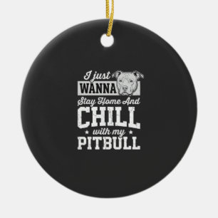 Ornamento De Cerâmica Design Pitbull Fique em Casa e Relaxe