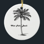 Ornamento De Cerâmica Design preto e branco de West Palm Beach & de<br><div class="desc">Design preto e branco de West Palm Beach. Inspirado em a simplicidade,  preto e branco,  o viagem e o verão. Visite nossa loja para encontrar mais design da palma & da cidade!</div>