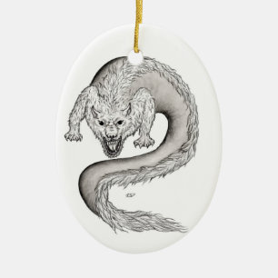 Ornamento De Cerâmica Design preto e branco de Wolfdragon