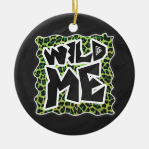 Ornamento De Cerâmica Design Selvagem Leopardo Preto e Verde