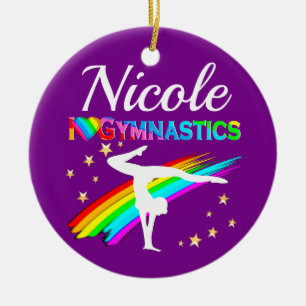 ORNAMENTO DE CERÂMICA DESIGN SUPER STAR GINASTICS PURPER