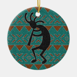 Ornamento De Cerâmica Design Tribal Kokopelli Turquoise Sudoeste