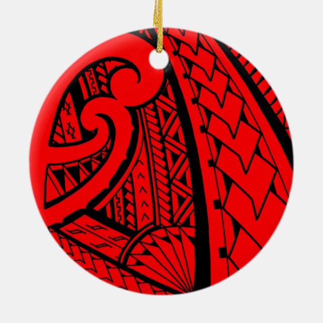 Ornamento De Cerâmica Design tribal samoano do tatuagem com spearheads (Traseira)