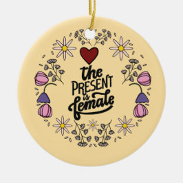 Ornamento De Cerâmica Design Único Feminino com uma Mensagem Positiva 