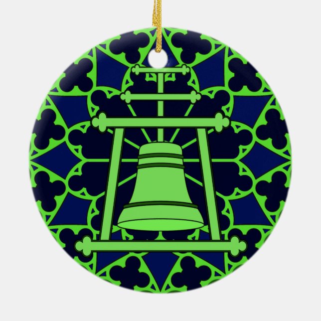 Ornamento De Cerâmica Design verde/azul de Raincross do vitral (Traseira)