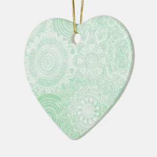 Ornamento De Cerâmica Design Verde da Coleção White Mandala