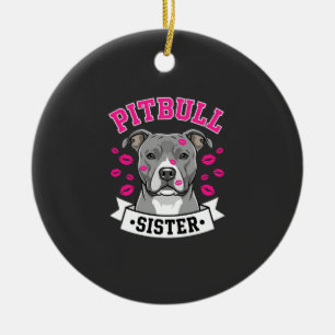 Ornamento De Cerâmica Design Vetorial de Amante de Cachorro Irmã Pitbull