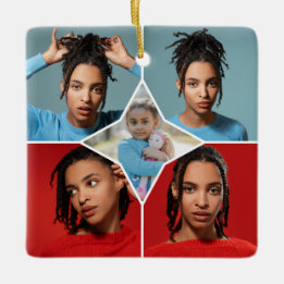 Ornamento De Cerâmica Design Your Own 5 Photo Collage